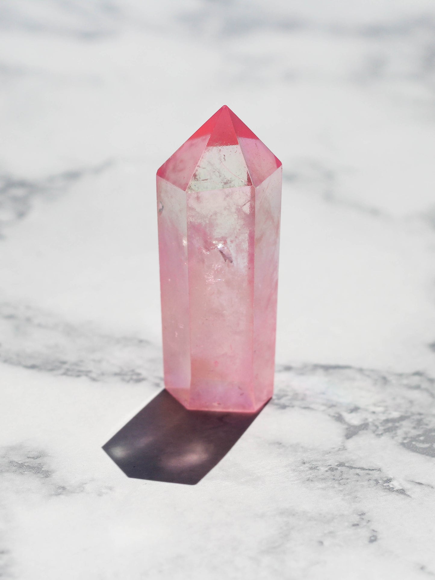 Pink Aura Polished Quartz Tower