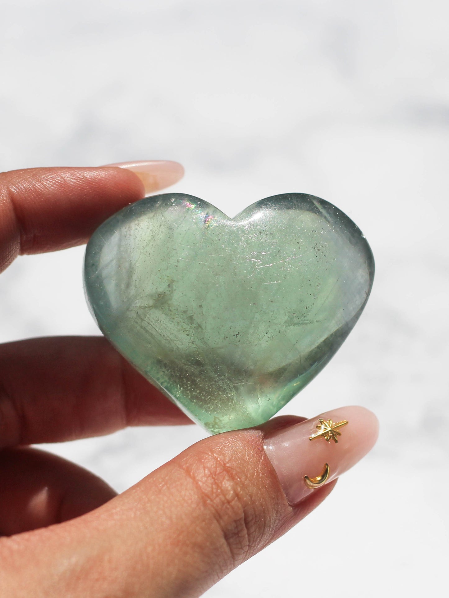Green Fluorite Crystal Heart