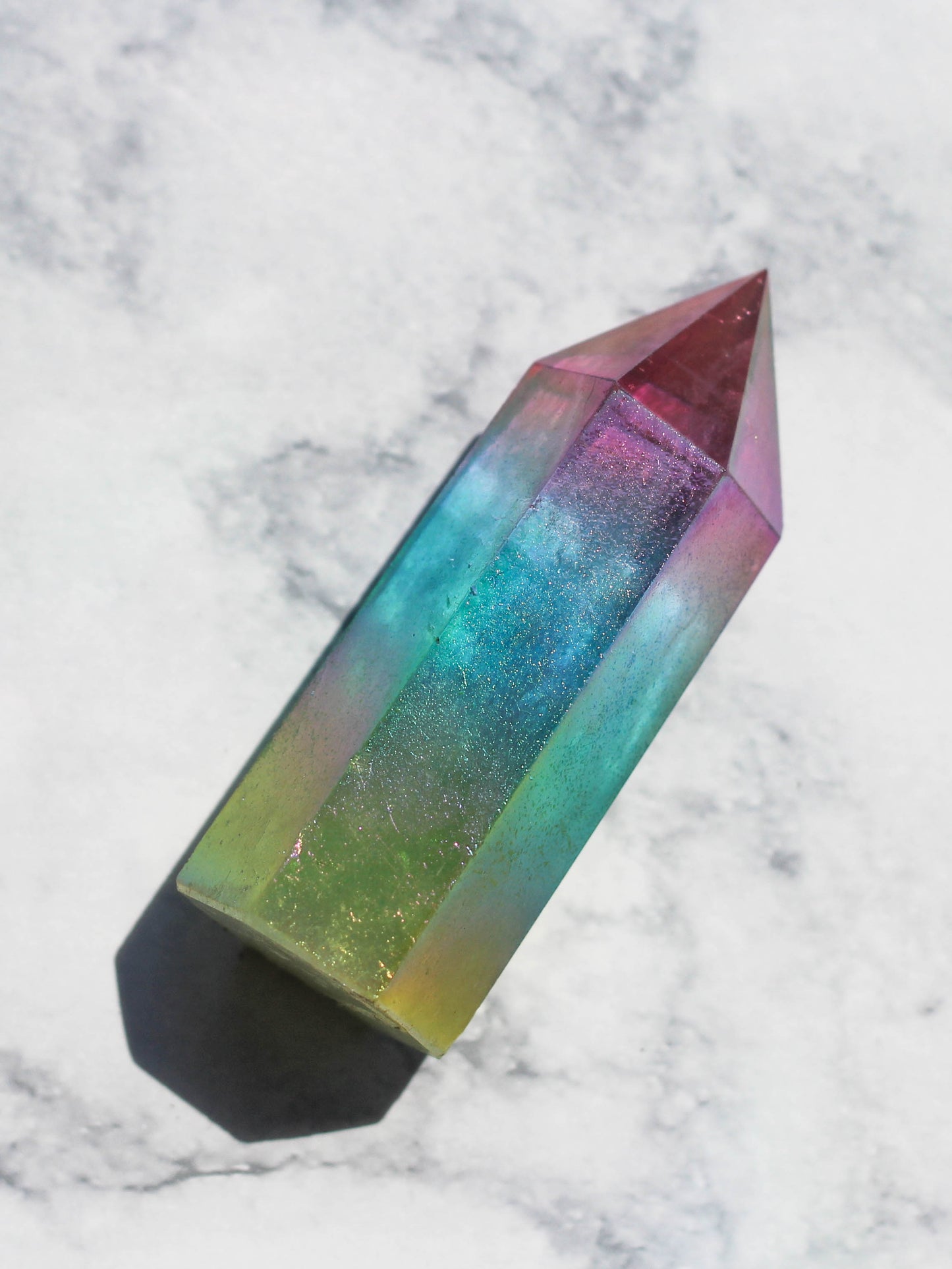 Rainbow Aura Polished Quartz Tower