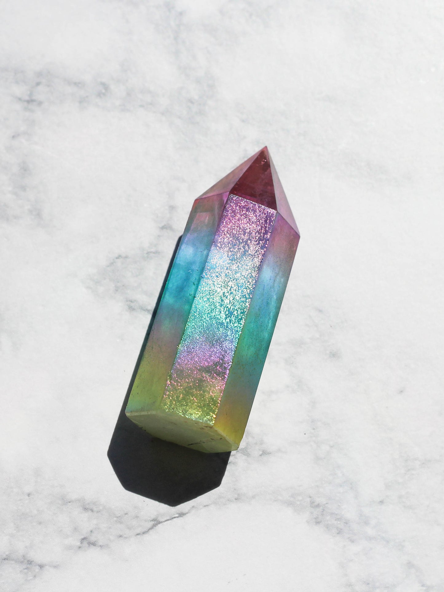 Rainbow Aura Polished Quartz Tower