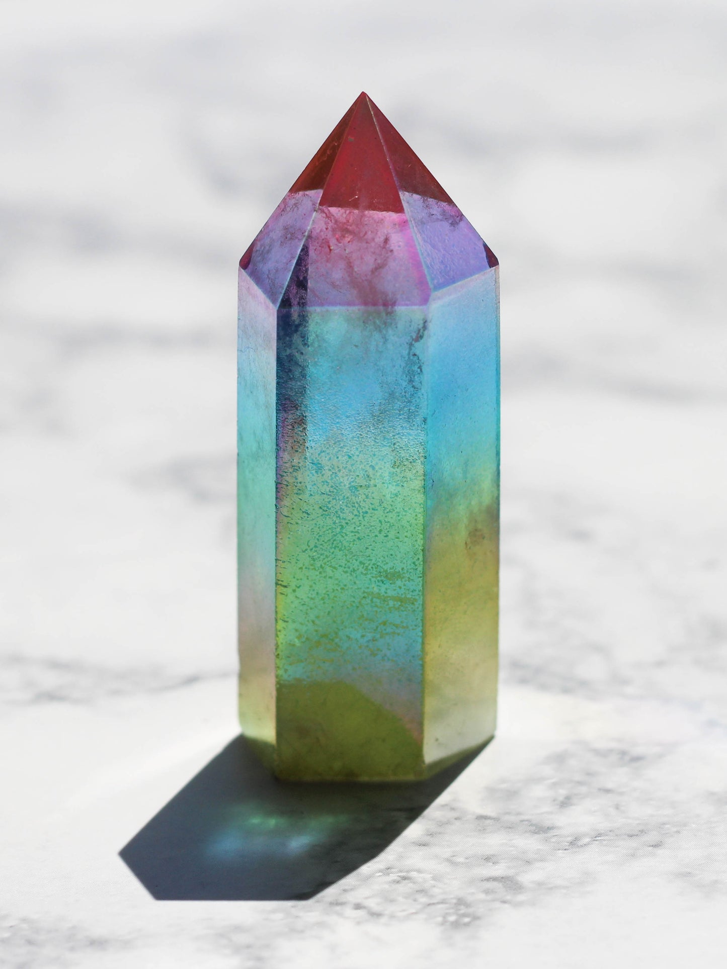 Rainbow Aura Polished Quartz Tower