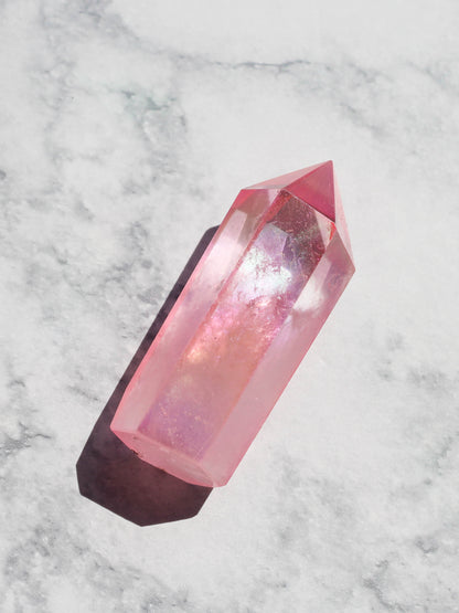 Pink Aura Polished Quartz Tower