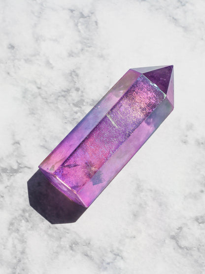Purple Aura Polished Quartz Tower