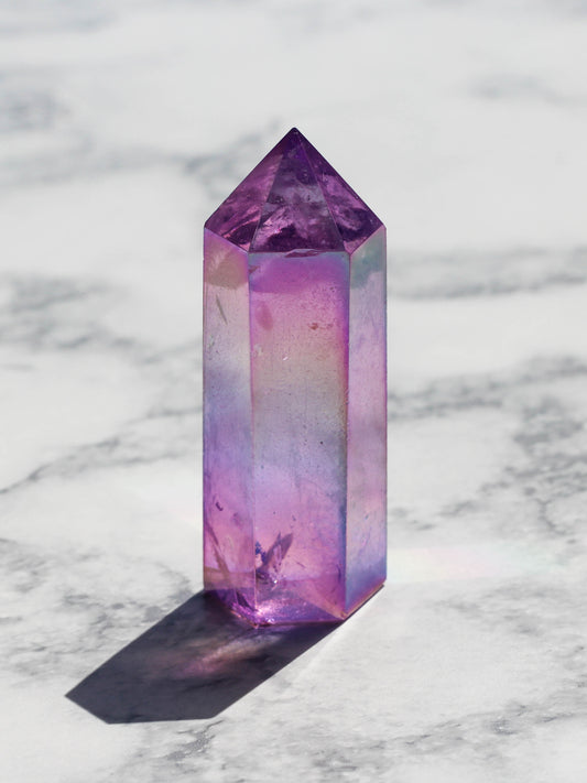 Purple Aura Polished Quartz Tower
