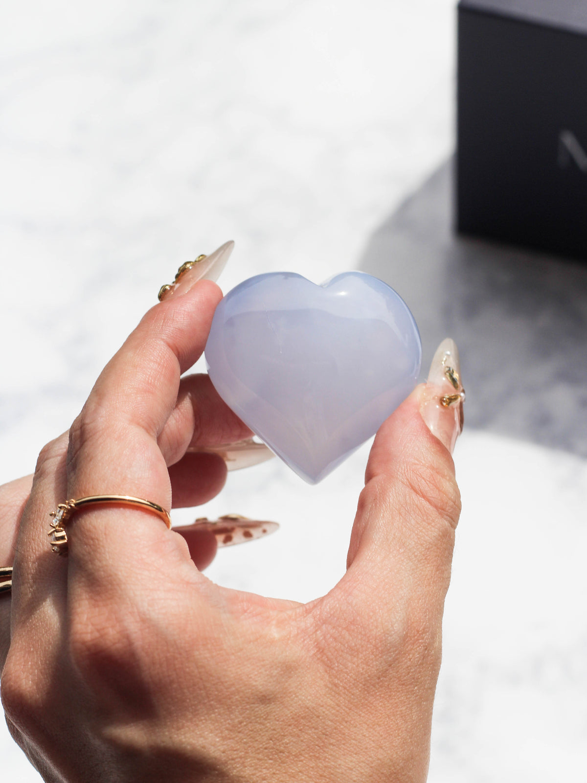 Blue Chalcedony Puffy Heart