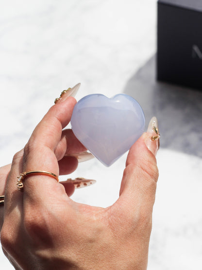 Blue Chalcedony Puffy Heart