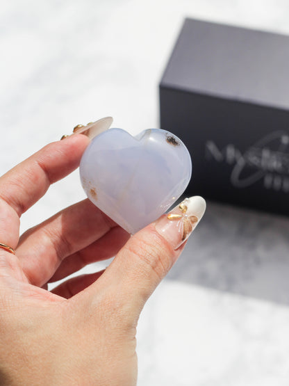 Blue Chalcedony Puffy Heart