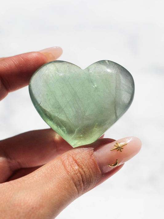 Green Fluorite Crystal Heart