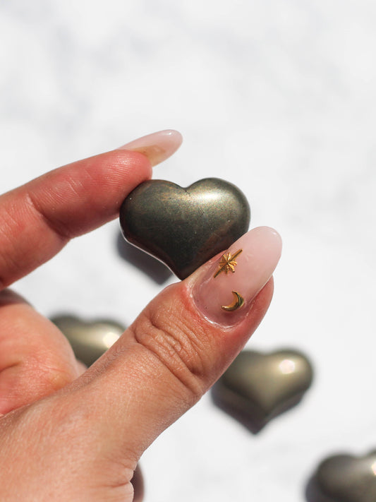 Mini Pyrite Heart Carving