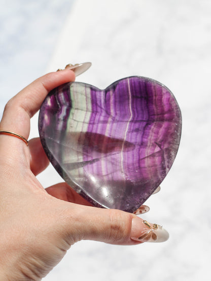 Purple Rainbow Fluorite Heart Dish
