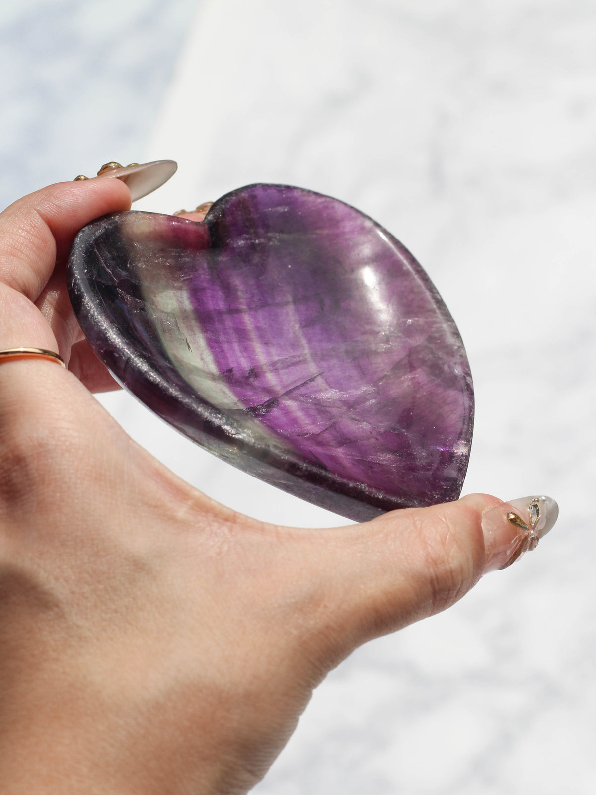 Purple Rainbow Fluorite Heart Dish