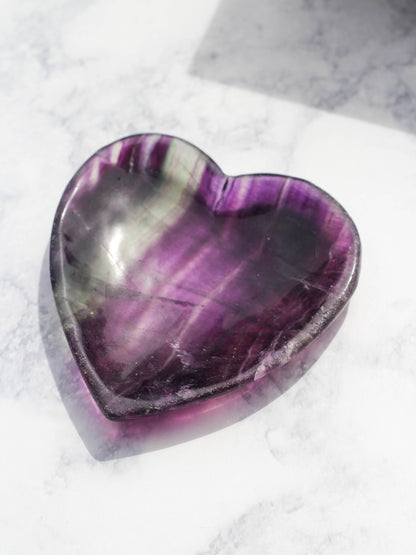 Purple Rainbow Fluorite Heart Dish