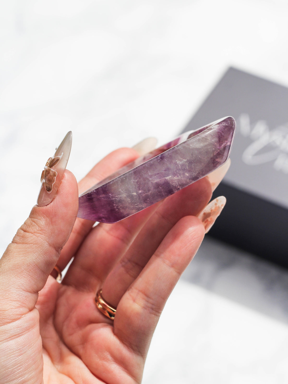 Rainbow Fluorite Heart Dish